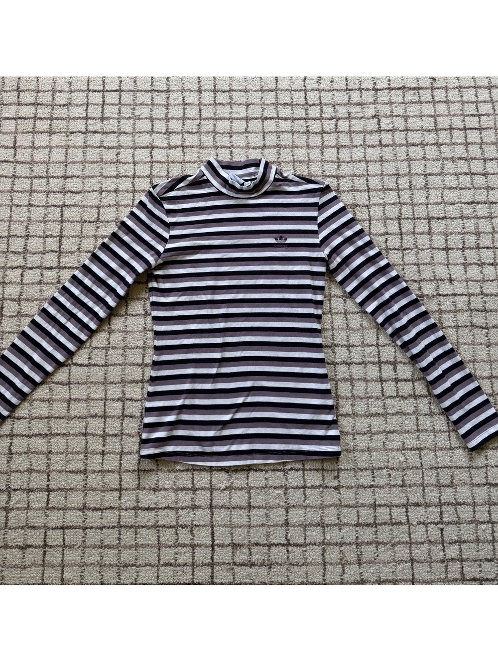 Adidas Women's Striped Long Sleeve Turtleneck Shirt Size S/P athletic purple